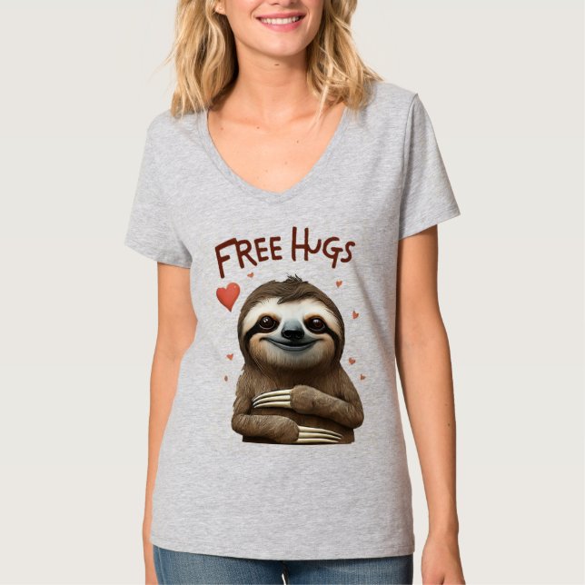 T-shirt Câlins Gratuits Paresseux Mignon (Devant)