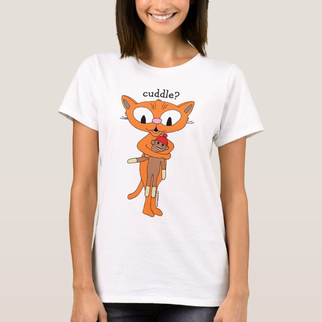 T-shirt câlins? Kitty Rousse avec Singe Chaussette (Devant)