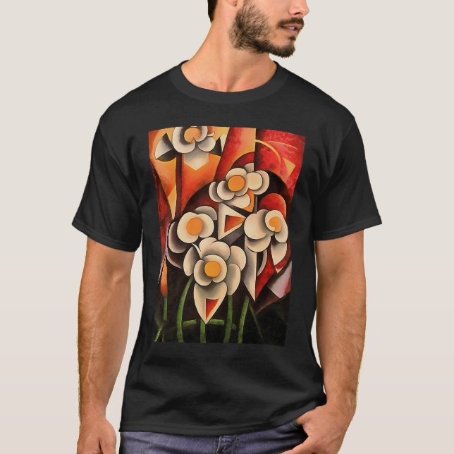 T-shirt Calla Lilies Géométrique Abstrait Dans Les Tons Br (Devant)