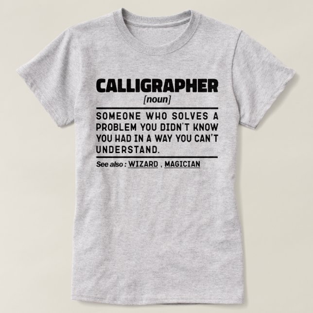 T-shirt Calligraphe Noun Définition Calligraphie Lover (Design devant)