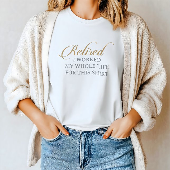 T-shirt Calligraphie dorée grise chic classique retraitée (Créateur téléchargé)
