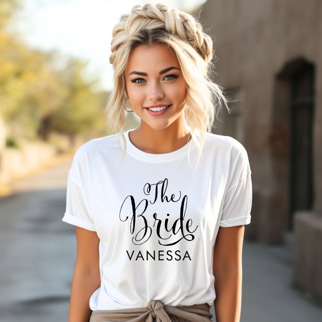 T-shirt Calligraphie du nom de mariage de la mariée (Créateur téléchargé)
