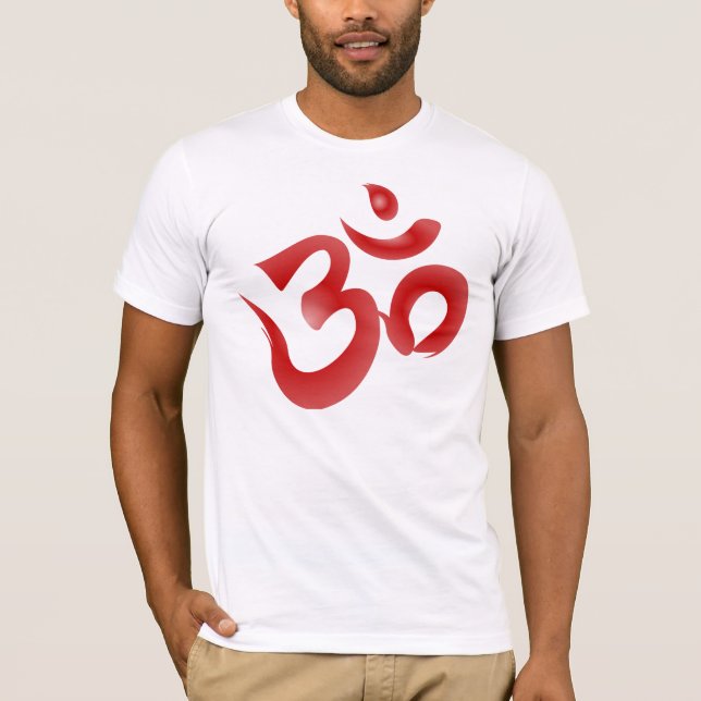 T-shirt Calligraphie indoue rouge de l'OM Aum Devanagari (Devant)