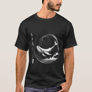 T-shirt Calligraphie japonaise baleine à bosse dans l'espa
