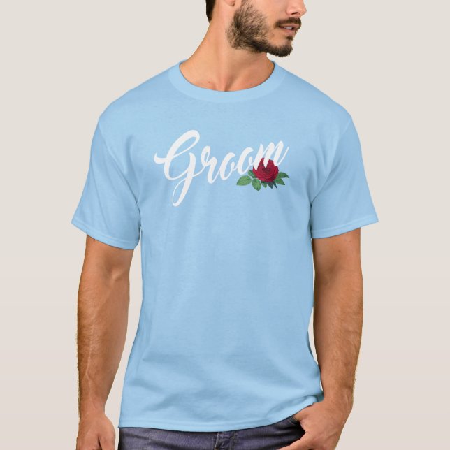 T-shirt Calligraphie Mariage florale simple Groom | T-shir (Devant)