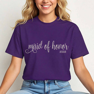 T-shirt Calligraphie moderne Naturel sur Purple Maid of Ho