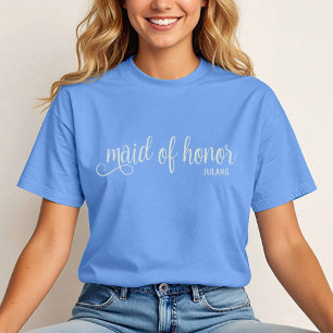 T-shirt Calligraphie Naturelle sur Carolina Blue Maid of H