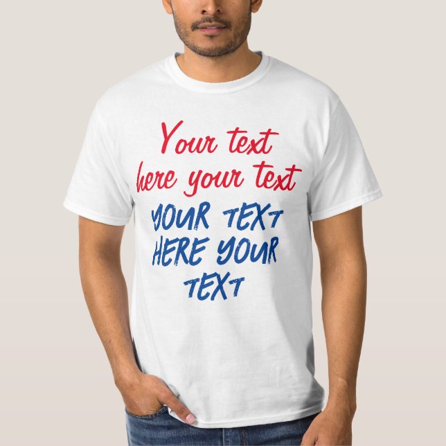 T-shirt Calligraphie rouge bleu Votre texte ici Remplacer  (Devant)
