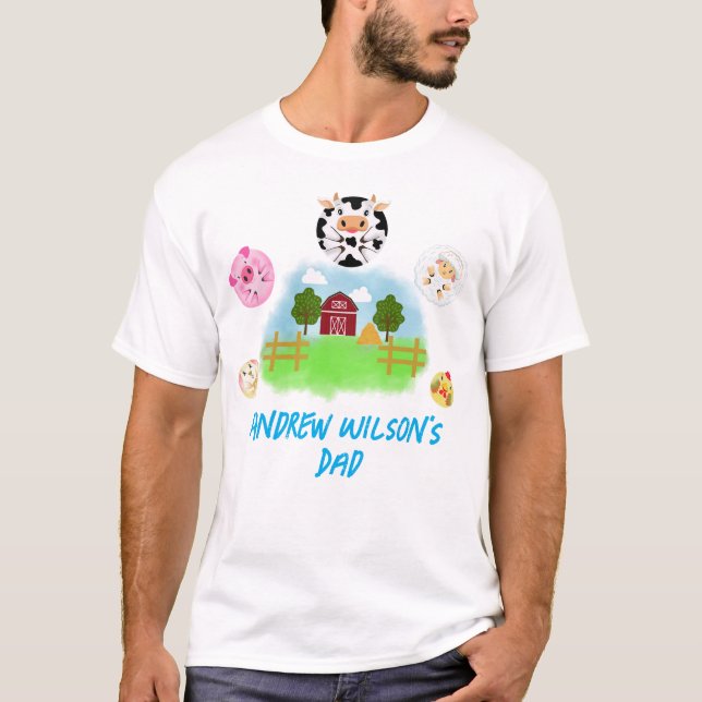 T-shirt Calling Farm Animals Father of the Birthday Boy (Devant)