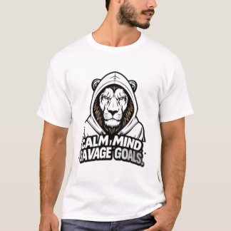T-shirt Calm Mind, Savage Goals: Lion in Hoodie Motivation