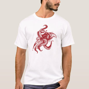 T-shirt Calmar géant en colère en rouge