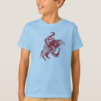 Calmar géant fâché en rouge