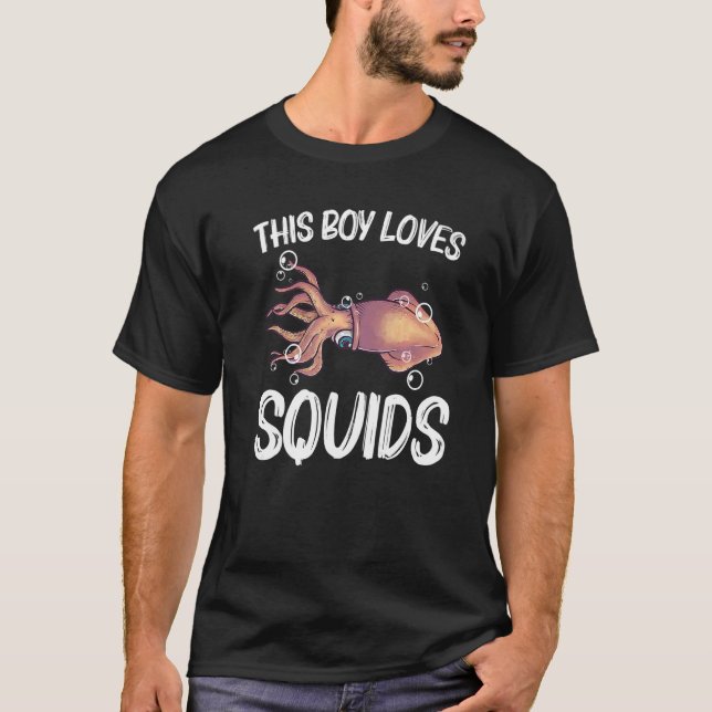 T-shirt Calmar Pour Garçons Enfants Calmar Géant Tentacles (Devant)