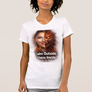 T-shirt Calme à l'Extérieur Chaos à l'Intérieur Crâne de F