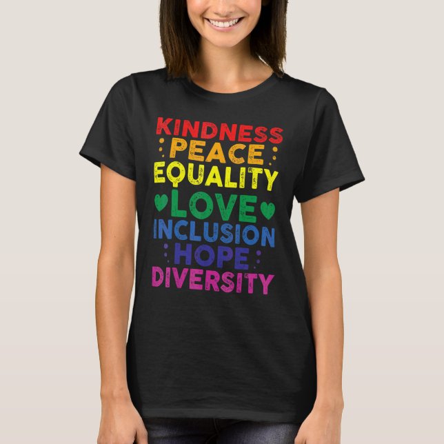 T-shirt Calme Paix Égalité Inclusion Diversité Couleur (Devant)