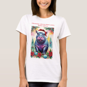 T-shirt Calories de Noël Drôle Pastel Santa Hippopotame