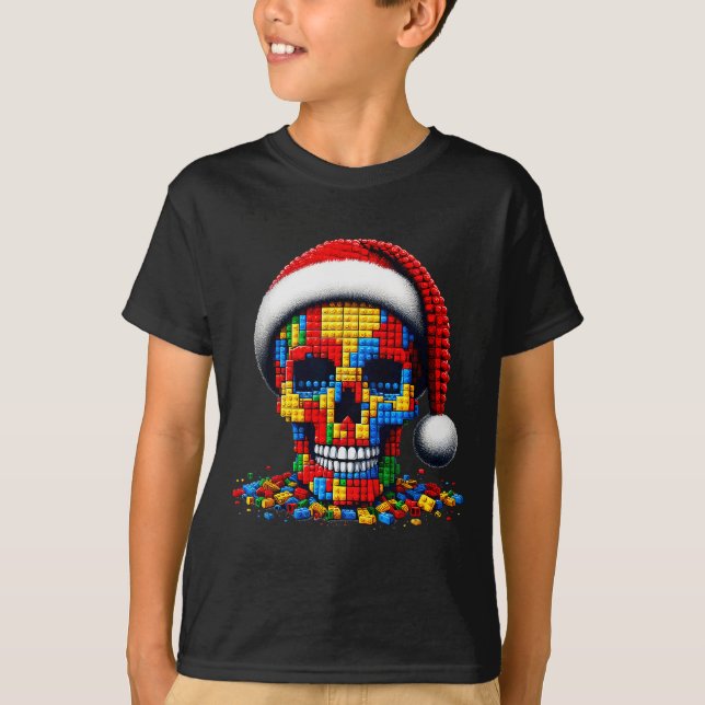 T-shirt Calque de Maître de Briques de Chapeau de Père Noë (Devant)