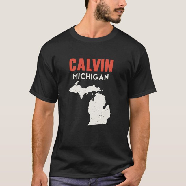 T-shirt Calvin Michigan USA State America Travel Michigani (Devant)