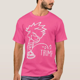 T-shirt Calvin Peeing Sur Trump - Trump déteste
