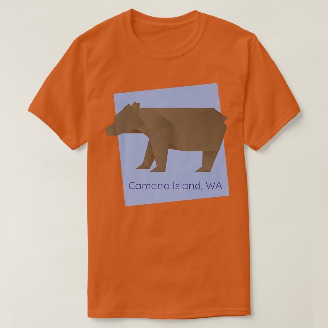 T-shirt Camano Island Brown Origami Bear Abstract Geometri (Design devant)