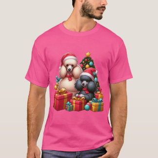 T-shirt Camarades de cadeau de caniche chapeaux festifs et