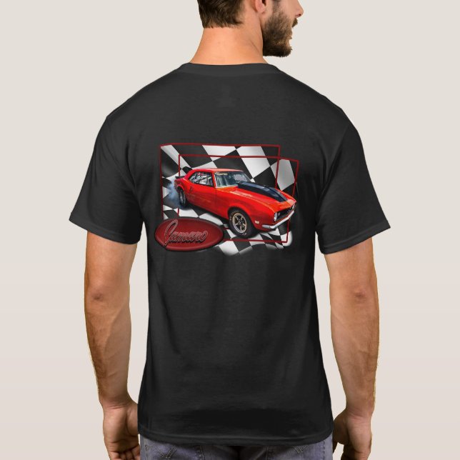T-shirt Camaro avec à damiers drapeau arrière sol  (Dos)