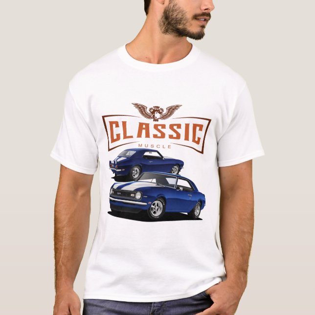 T-shirt Camaro bleu classique (Devant)