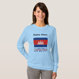 T-shirt Cambodge Drapeau Cambodgien Nom Personnalisé