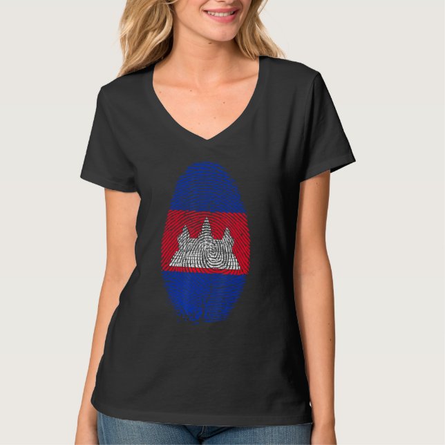 T-shirt Cambodge Drapeau Empreinte C'Est Dans Mon Adn Camb (Devant)