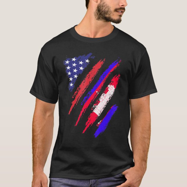 T-shirt Cambodge États-Unis Drapeau Cultivé USA Patriot He (Devant)