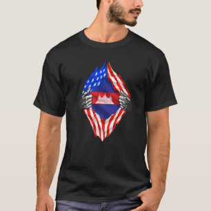 T-shirt Cambodge Racines Drapeau américain Patriotique cam