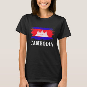 T-shirt Cambodge vintage Drapeau I Love Cambodge