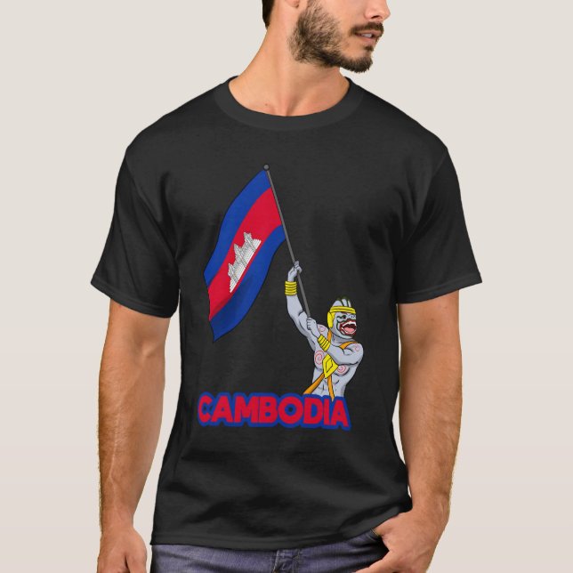 T-shirt Cambodia Cambodian Khmer Reamker Hanu Flag (Devant)