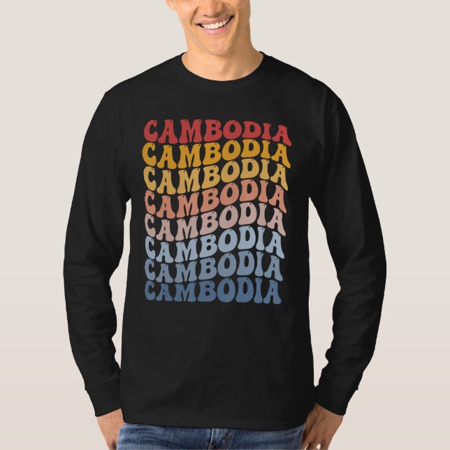 T-shirt Cambodia Groovy Retro Cambodian (Devant)