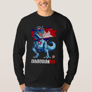 T-shirt Cambodianrex Drapeau Cambodgien Fier Fun Dinosaure