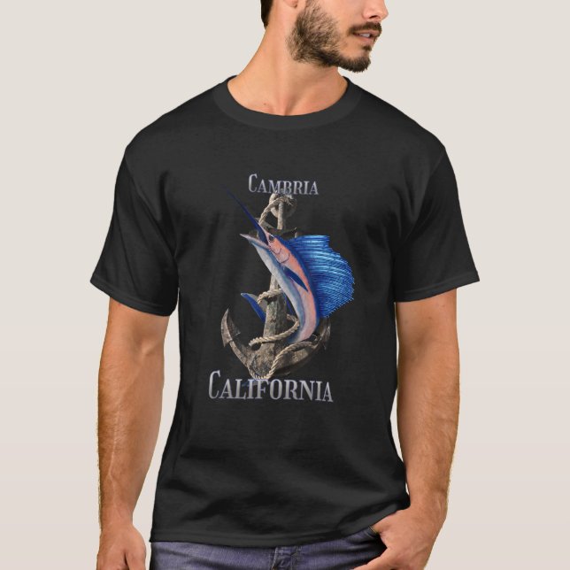 T-shirt Cambria Californie Espadon Marlin Océan Pêche (Devant)
