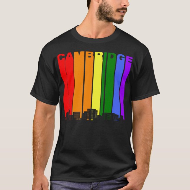 T-shirt Cambridge Skyline Rainbow Gay pride LGBT (Devant)