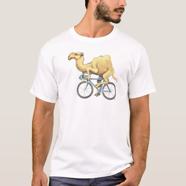 T-shirt Camel Riding a Bicycle (Devant)