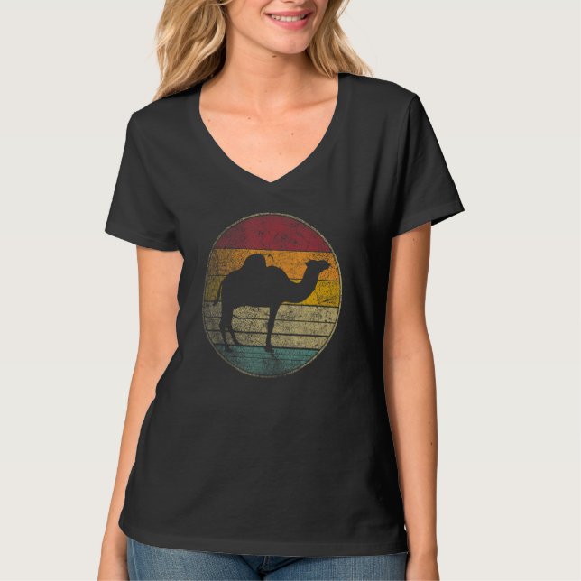 T-shirt Camel   Sun Retro Asia Africa Travel Safari Desert (Devant)