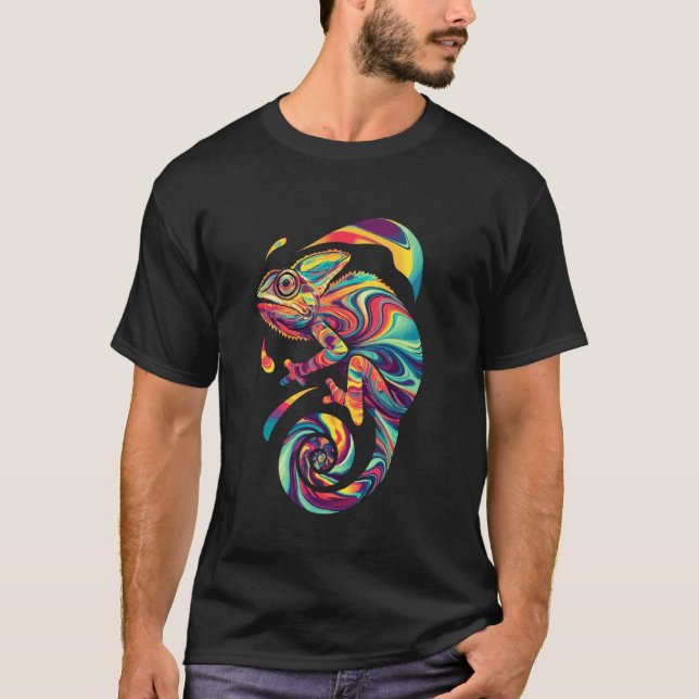 T-shirt Caméléon Abstrait Coloré Art Attrayant (Devant)