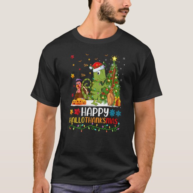 T-shirt Caméléon Animal   Caméléon Heureux Hellothanksmas (Devant)