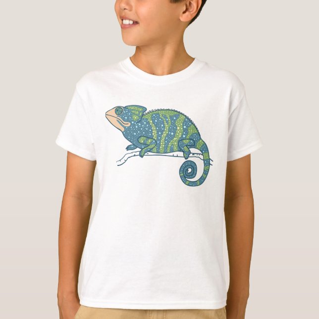 T-shirt Caméléon bleu et vert  (Devant)