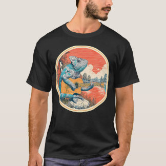 T-shirt Caméléon Joue de la Guitare Rock Star 60S 70S Rock