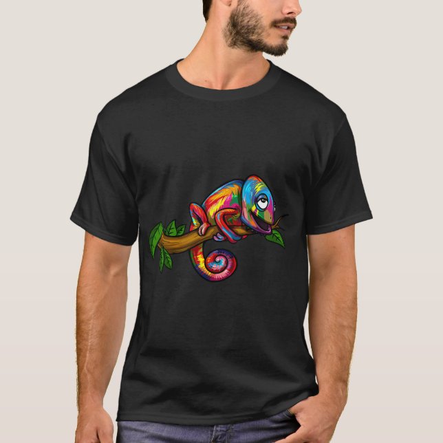 T-shirt Caméléon Lézard Arc-en-ciel (Devant)