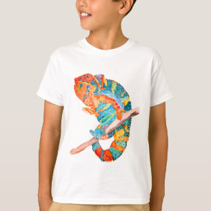 T-shirt Caméléon vibrant à l'aquarelle