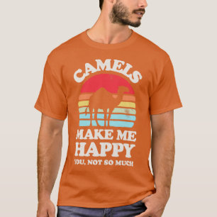 T-shirt Camels Make Me Happy Sunset Retro for Men Women Bo