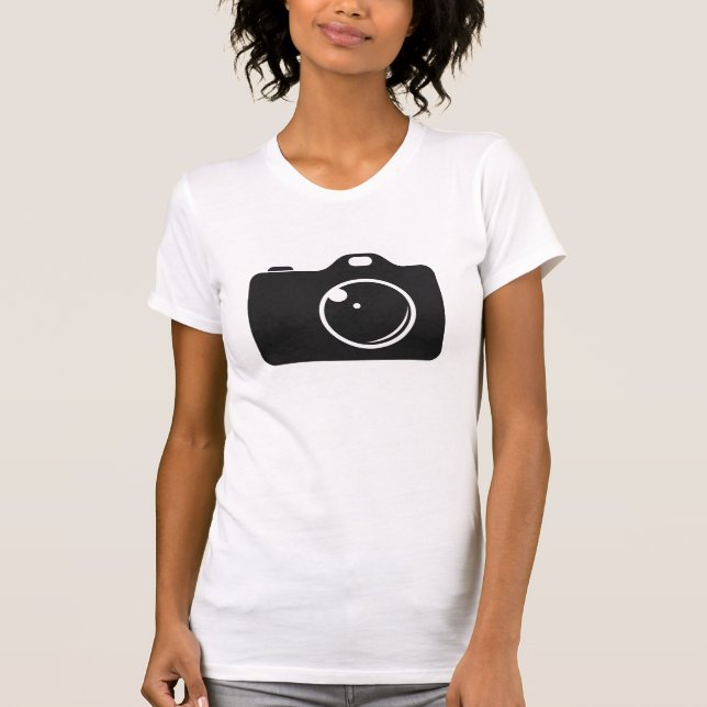 T-shirt Caméra d'art pop noir blanc (Devant)