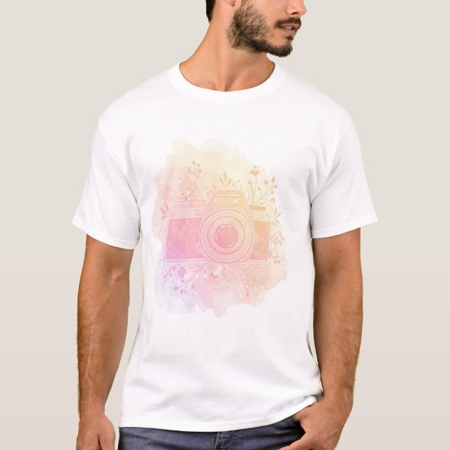T-shirt Caméra vintage avec fleur (Devant)