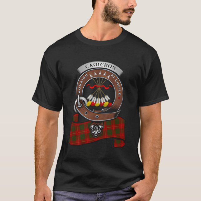 T-shirt Cameron Scottish Clan Badge Tan (Devant)