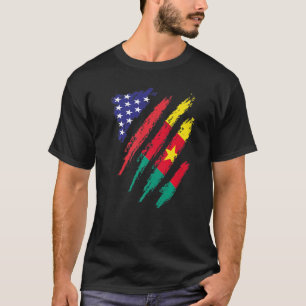 T-shirt Cameroun American Gros Drapeau USA Patriot Heritag